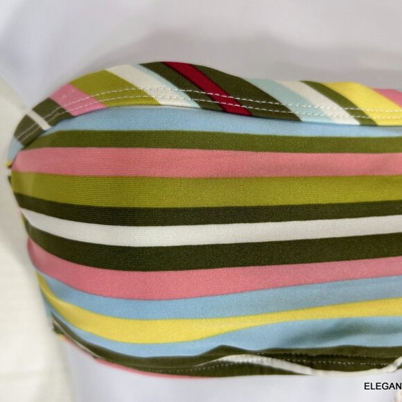 Daffy Waterwear Bikini Bandeau Swim Top Size L Womens Striped Triange fits M - Picture 2 of 7